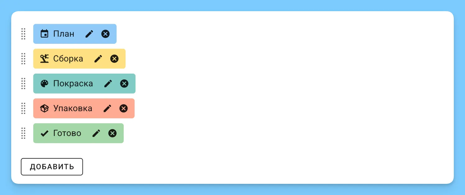 Настройка статусов производства