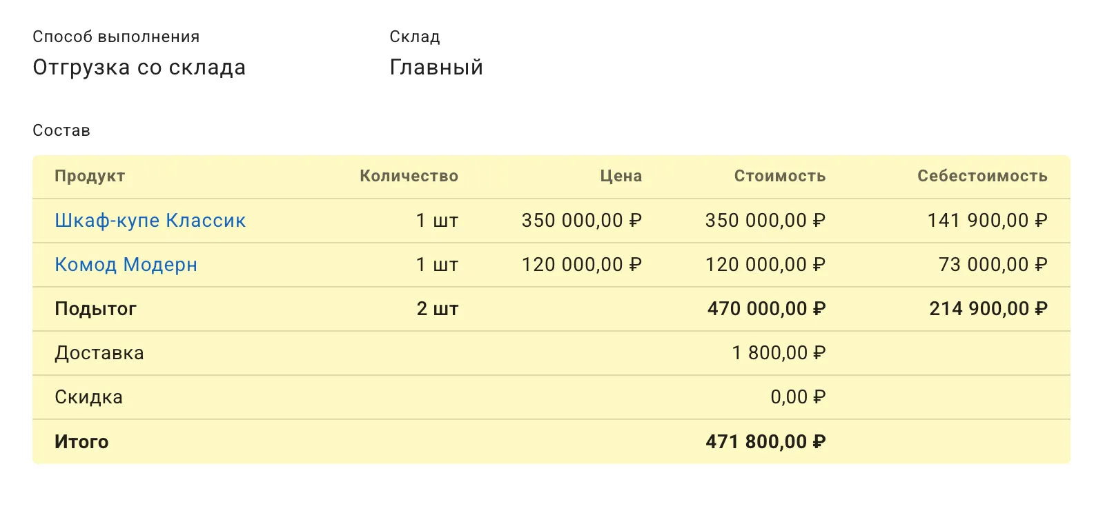 Учет заказов покупателей