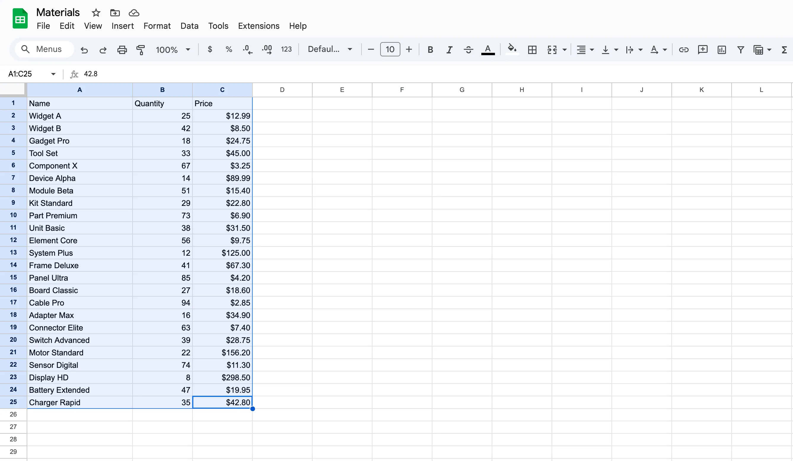 Google Sheets